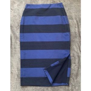 Banana Republic Striped Pencil Skirt w Side Slit